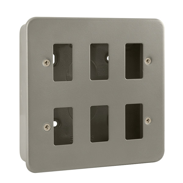CLICK GRID PRO 6 GANG METAL CLAD FRONTPLATE C/W BACK BOX