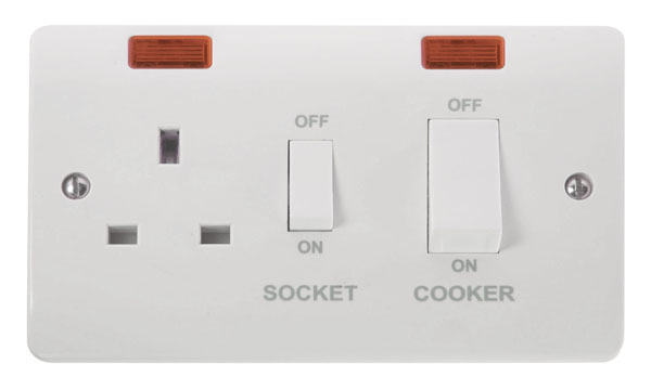 CLICK MODE 45A COOKER CONTROL UNIT WHITE ROCKERS WITH NEON