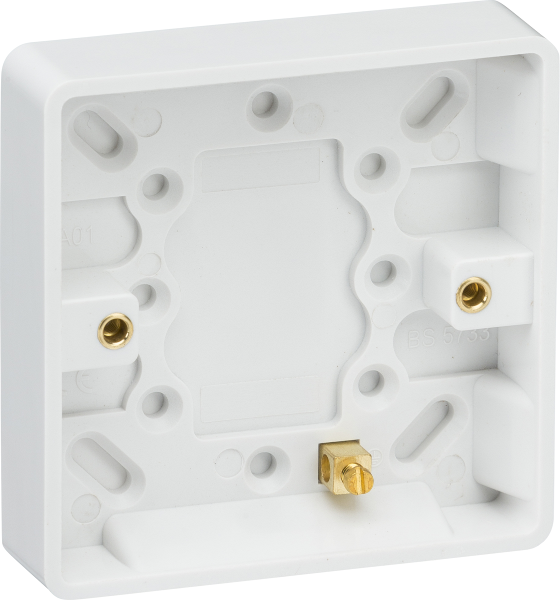 ML ACCESORES CURVED EDGE SINGLE 16MM PATTRESS BOX WITH EARTH TERMINAL 