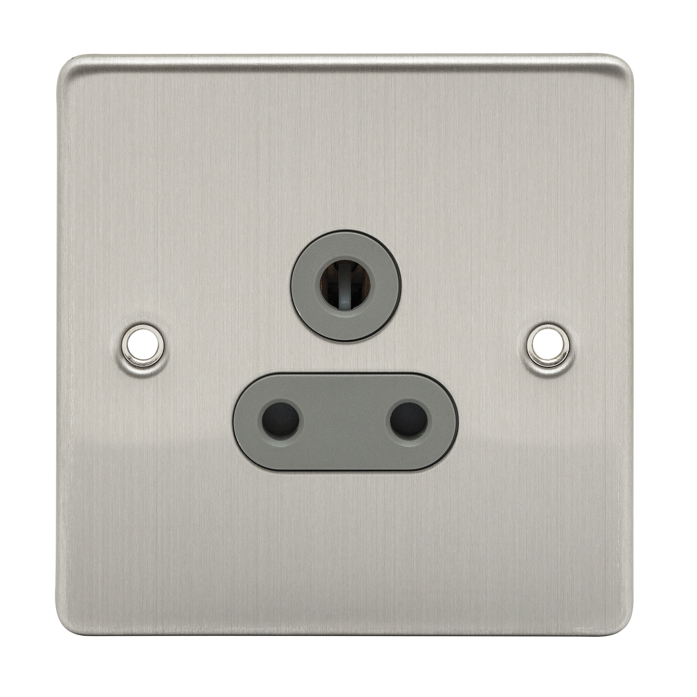 PREMIUM EDGE S BRUSHED CHROME 5A UNSWITCHED SOCKET GREY INSERT