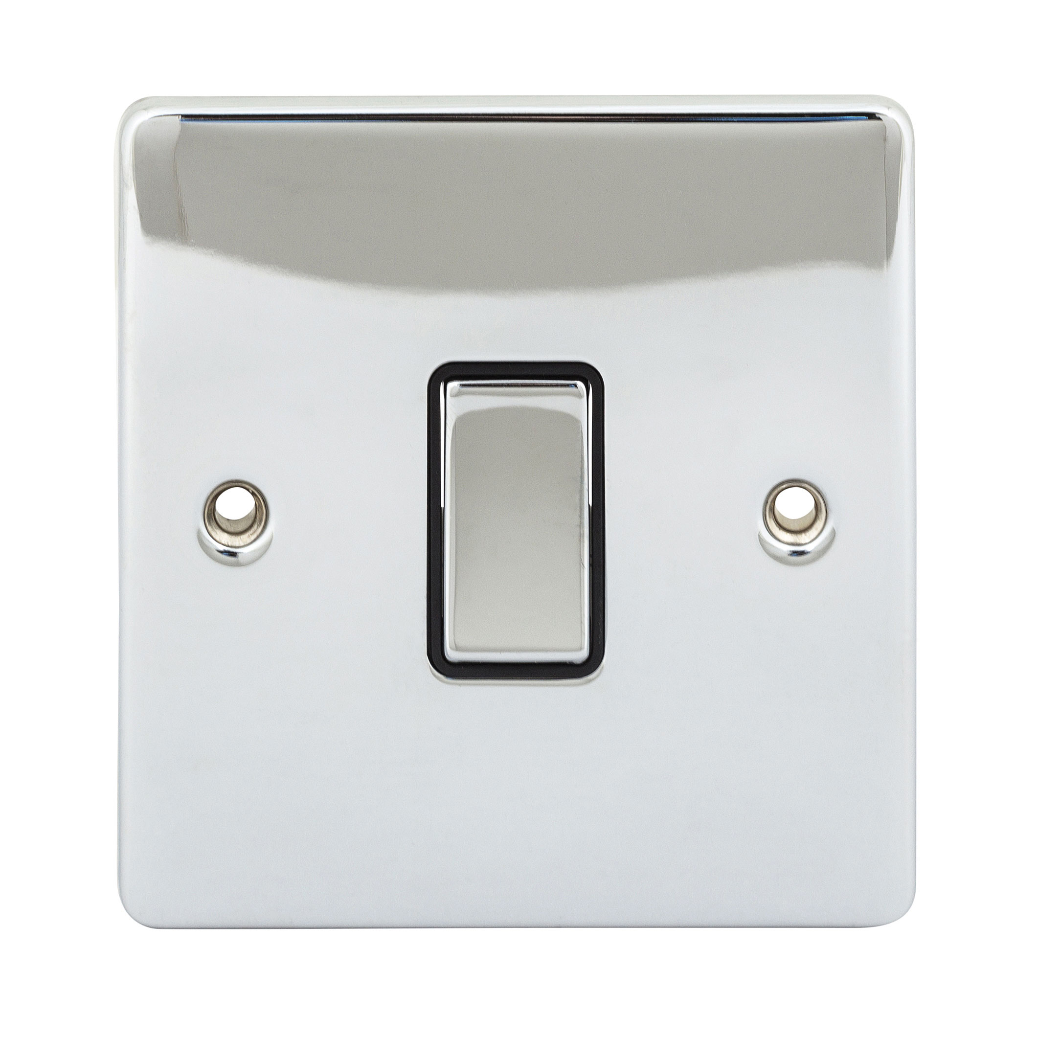 NIGLON PREMIER EDGE 1 GANG 2 WAY SWITCH POLISHED CHROME BLK
