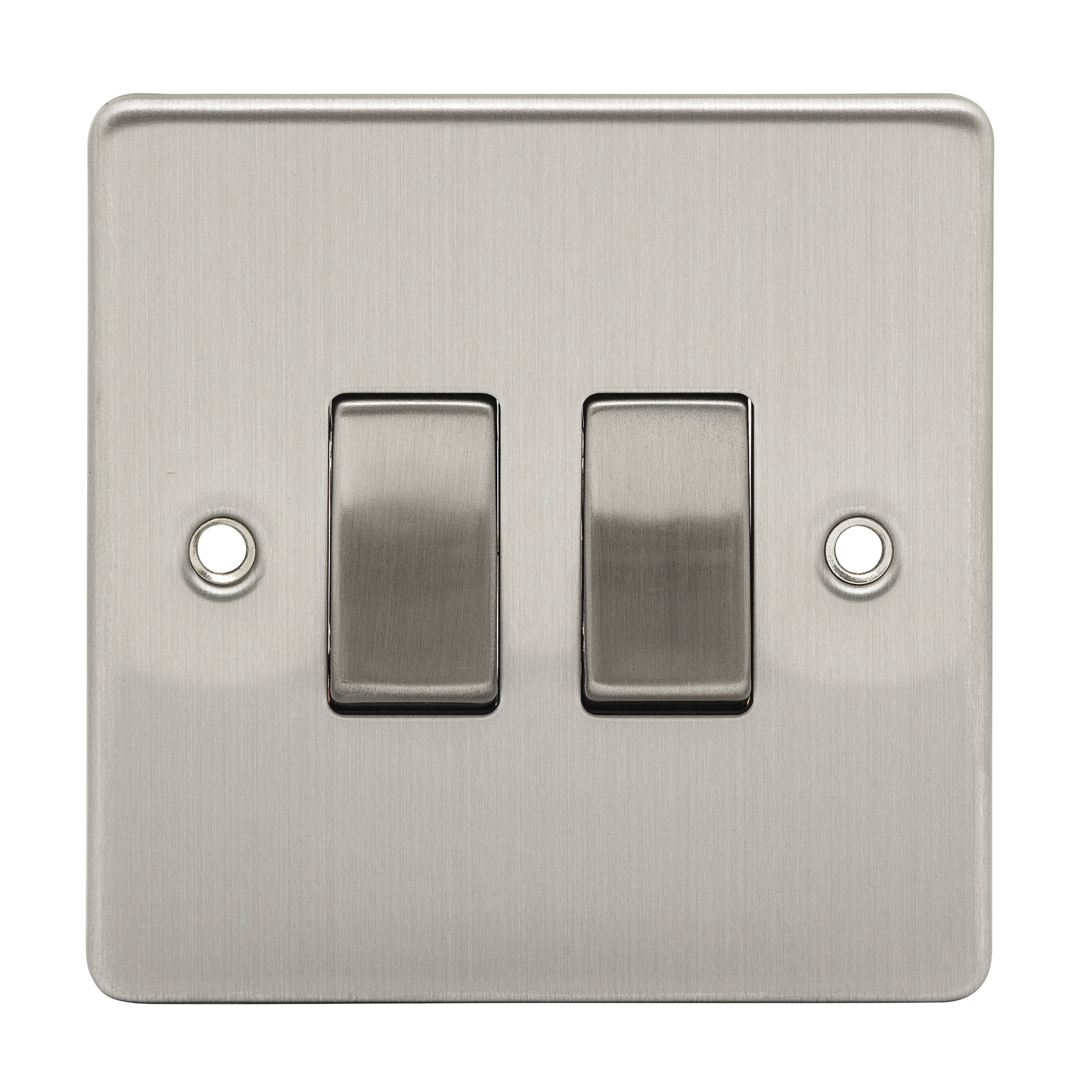 PREMIUM EDGE S BRUSHED CHROME 2 GANG 2 WAY SWITCH 