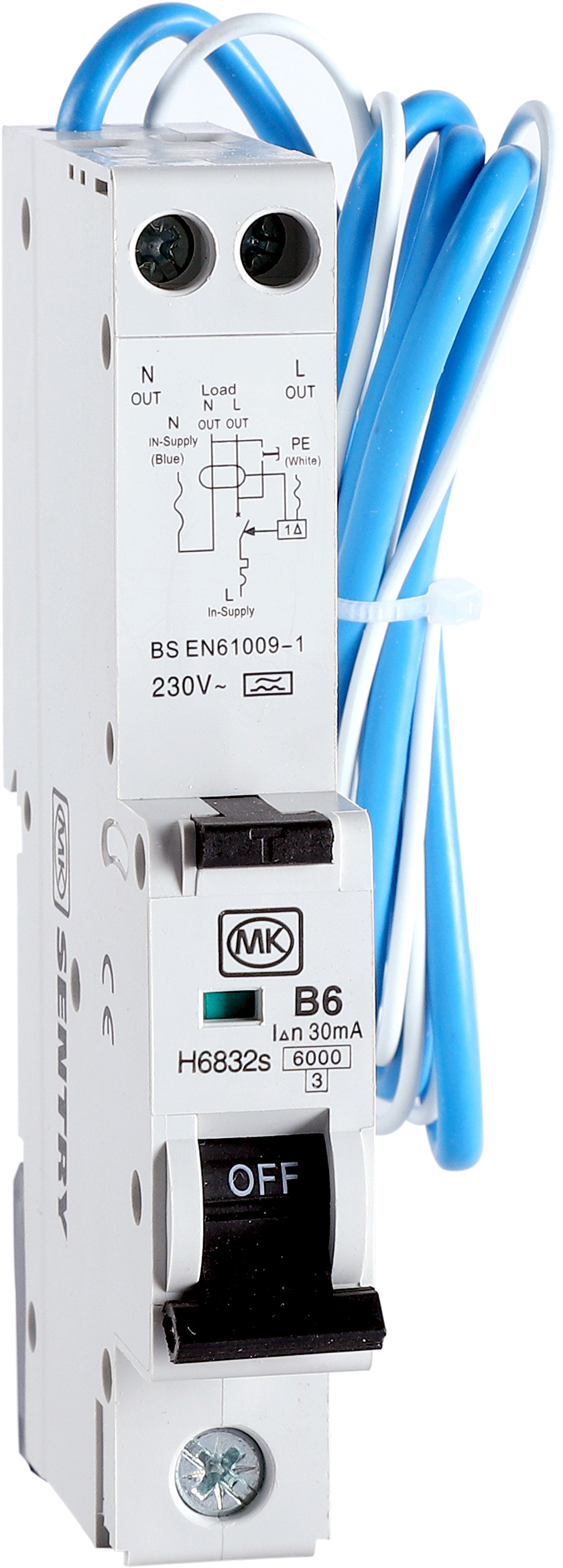 MK SENTRY RCBO 6A 30MA SINGLE MODULE  B CURVE TYPE A 