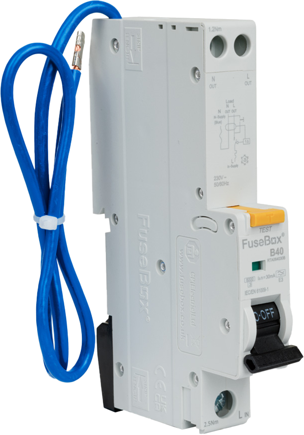 FUSEBOX 40A B CURVE RCBO 30MA 6KA