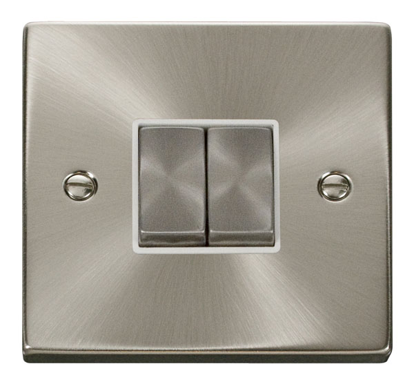 CLICK DECO 2G 2W SWITCH VICTORIAN SATIN CHROME WHITE