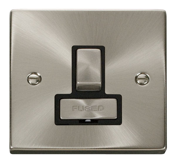 CLICK DECO 13A SWITCHED FUSED SPUR VICTORIAN SATIN CHROME BLACK