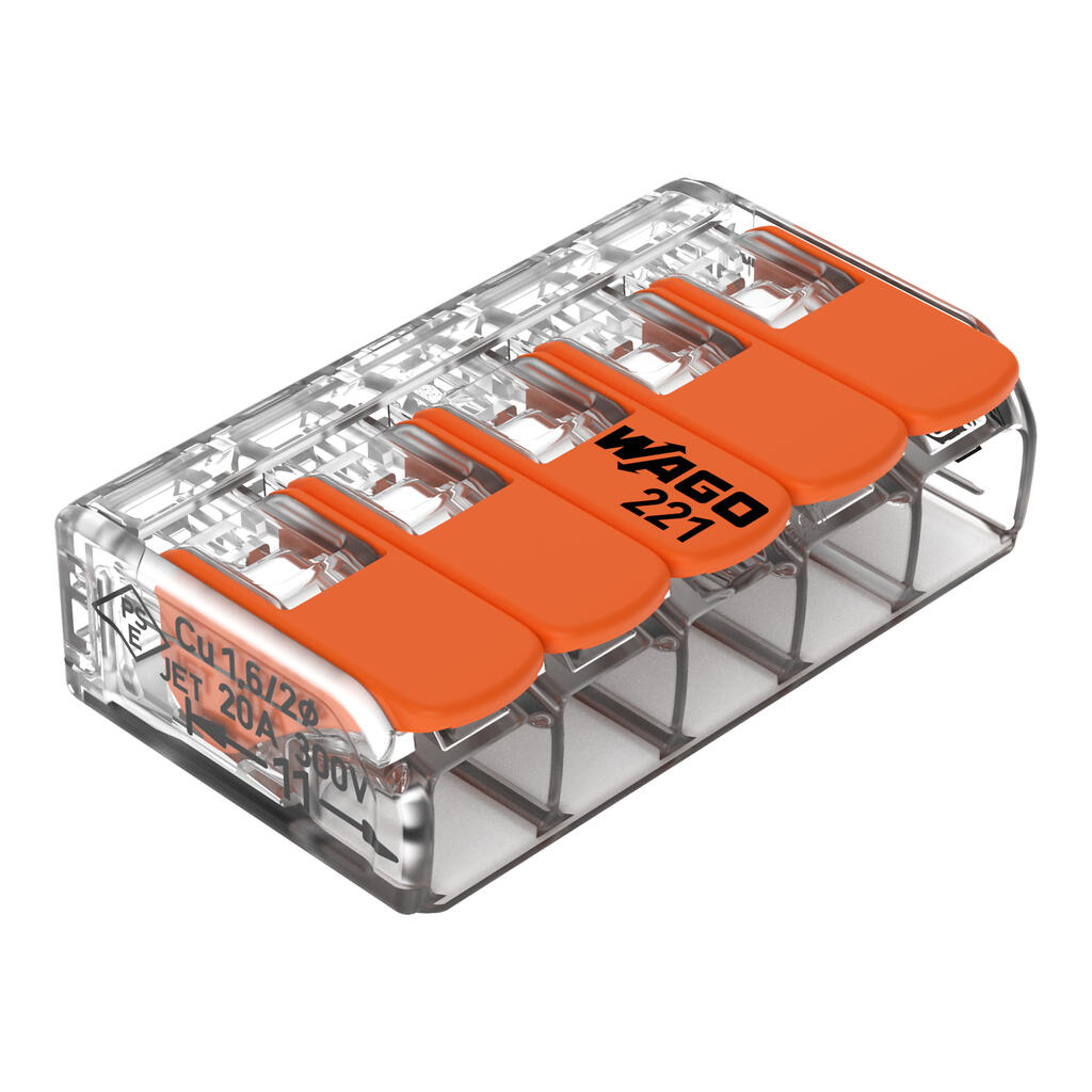 WAGO 5 CONDUCTOR 32A COMPACT LEVER CONNECTOR (BOX - 25)