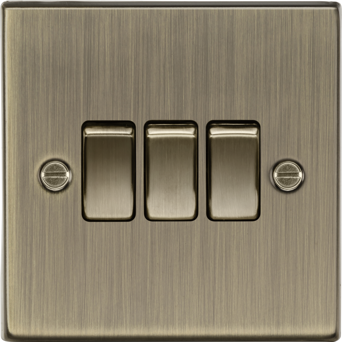 KNIGHTSBRIDGE SQUARE EDGE ANTIQUE BRASS 10A 3G 2 WAY SWITCH 