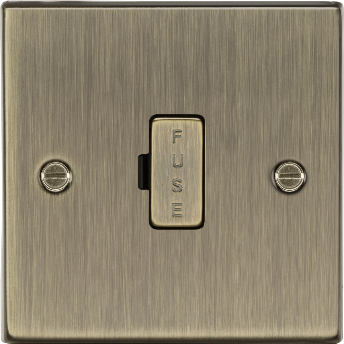 KNIGHTSBRIDGE SQUARE EDGE ANTIQUE BRASS 13A UNSWITCHED FUSED SPUR