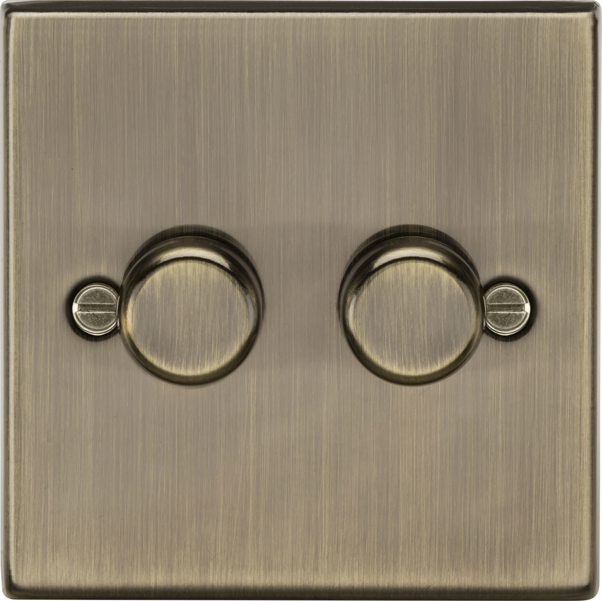 KNIGHTSBRIDGE SQUARE EDGE ANTIQUE BRASS 2G 2 WAY INTELLIGENT DIMMER 
