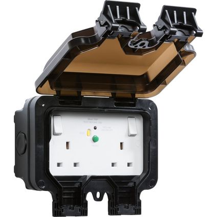 ML ACCESSORIES RCD WEATHERPROOF IP66 2G 13A SWITCHED SOCKET W/NEONS 