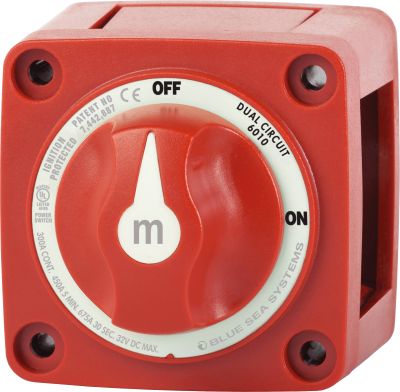 BLUE SEA SYSTEMS m-SERIES MINI DUAL CIRCUIT BATTERY SWITCH, RED