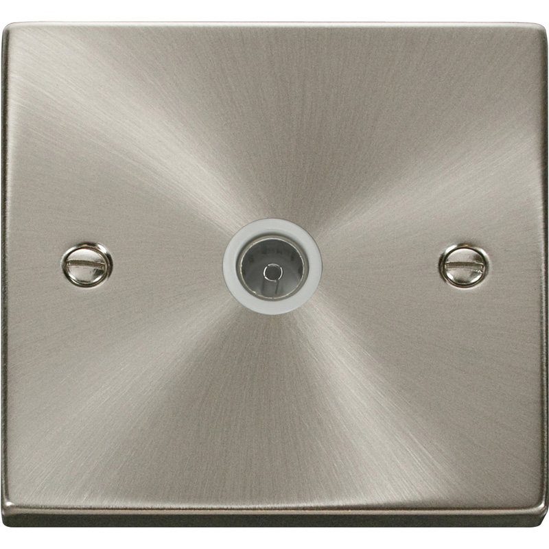 CLICK DECO SINGLE COAXIAL OUTLET VICTORIAN SATIN CHROME GREY