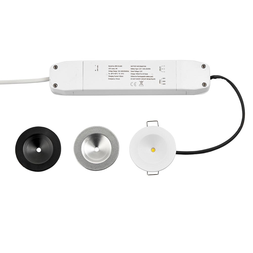SAXBY SIGHTPRO EMERGENCY DOWNLIGHT, 2W C/W WHITE, SILVER & BLACK BEZELS