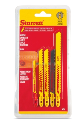 STARRETT ASSORTED JIGSAW BLADES FOR WOOD - 5 PACK