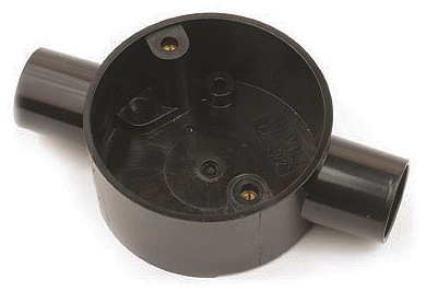 UNIVOLT 25MM THROUGH BOX PVC BLACK