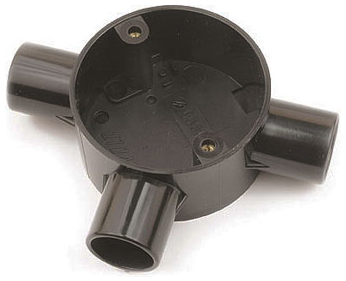 UNIVOLT 25MM PVC TEE BOX BLACK