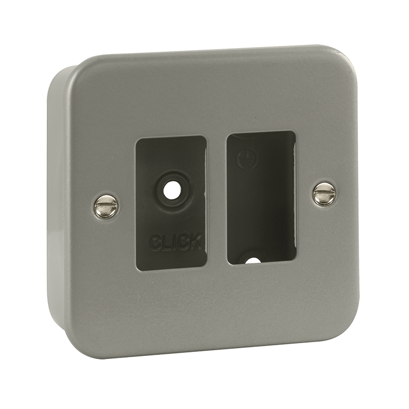 CLICK GRID PRO 2 GANG METAL CLAD FRONTPLATE C/W BACK BOX