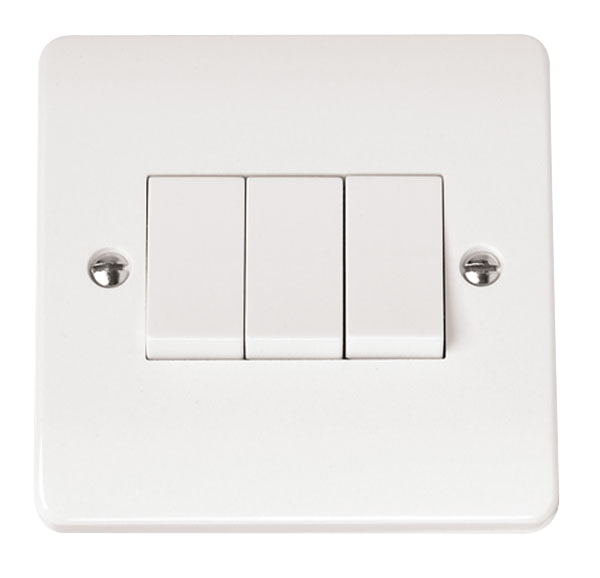 CLICK MODE 10AX 3 GANG 2 WAY PLATE SWITCH