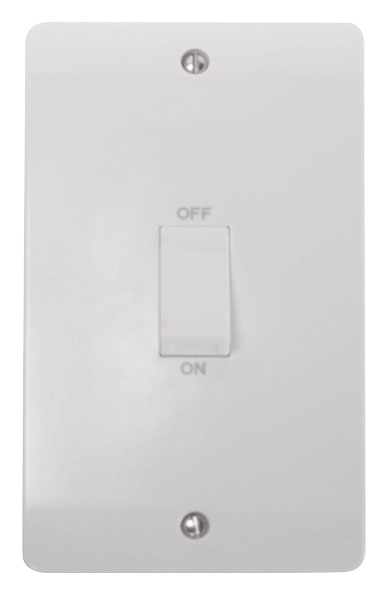 CLICK MODE 45A 2 GANG DP SWITCH WHITE ROCKER
