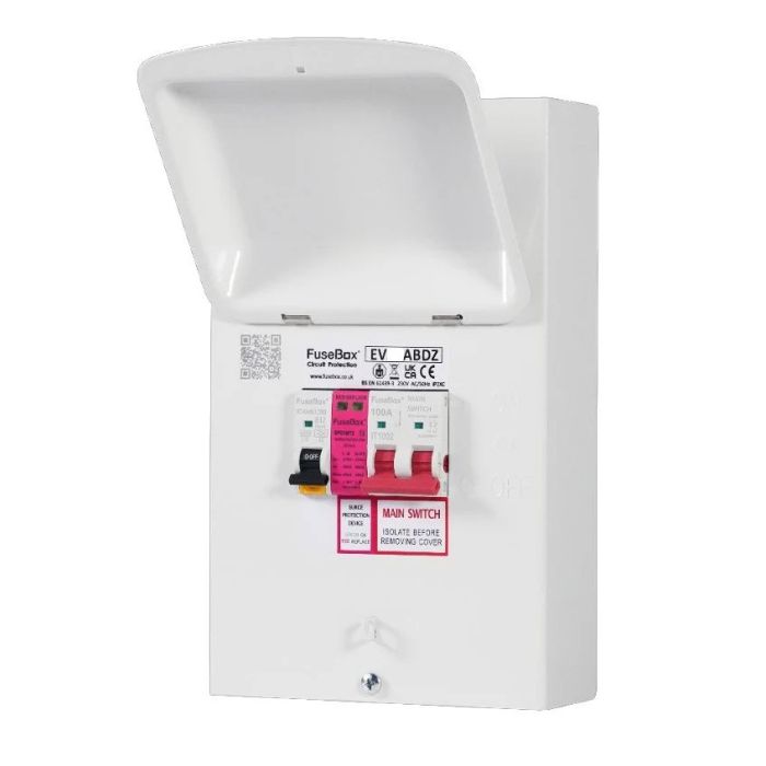 FUSEBOX 32A EV CHARGER DB WITH TYPE 2 SURGE PROTECTION & 40A 30MA BI DIRECTIONAL RCBO