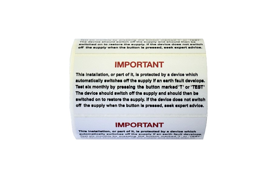 RCD TEST LABEL 75 X 35MM (ROLL=100)