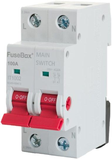 FUSEBOX 100A DP MAINS ISOLATOR SWITCH 