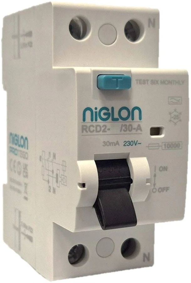 NIGLON 25A 30mA DOUBLE POLE TYPE A RCD