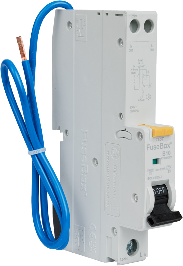 FUSEBOX 10A B CURVE RCBO 30MA 6KA