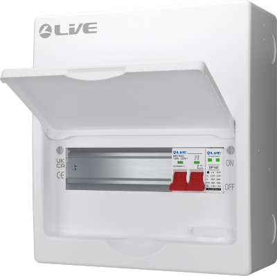 LIVE SRN, 10 MODULE, 7 USEABLE WAY CONSUMER UNIT WITH SPD & DOUBLE POLE BUSBAR - NO FLYLEADS