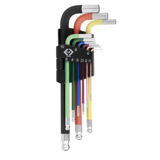 C.K BALL ENDED COLOUR CODED HEX HEAD KEY SET OF 9