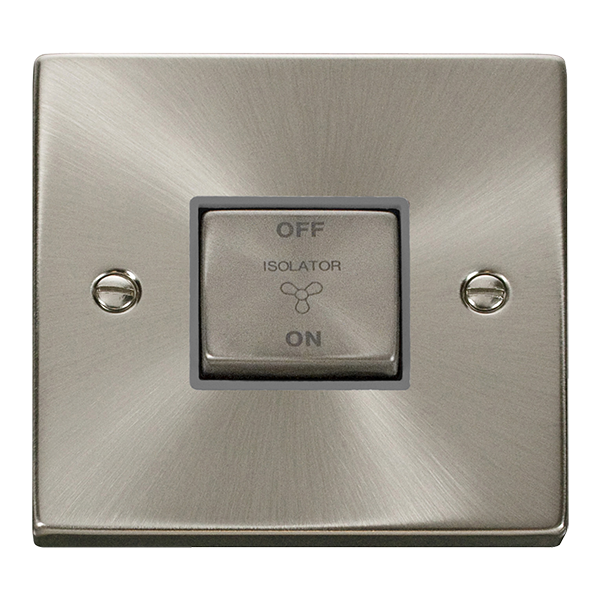CLICK DECO 10A 3 POLE FAN ISOLATION SWITCH VICTORIAN SATIN CHROME GREY