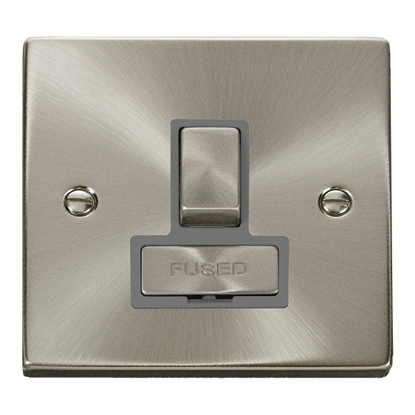 CLICK DECO 13A SWITCHED FUSED SPUR VICTORIAN SATIN CHROME GREY