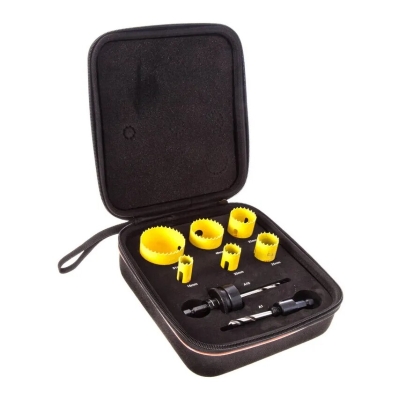 STARRETT ELECTRICIANS HOLESAW KIT, 16, 20, 25, 32, 40 & 51MM C/W A1 & A10 ARBORS