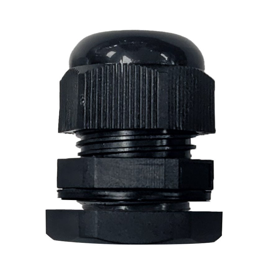 BLACK 20MM  LARGE HOLE  COMPRESSION GLAND IP68 - TO SUIT CABLE DIA 10-14MM 