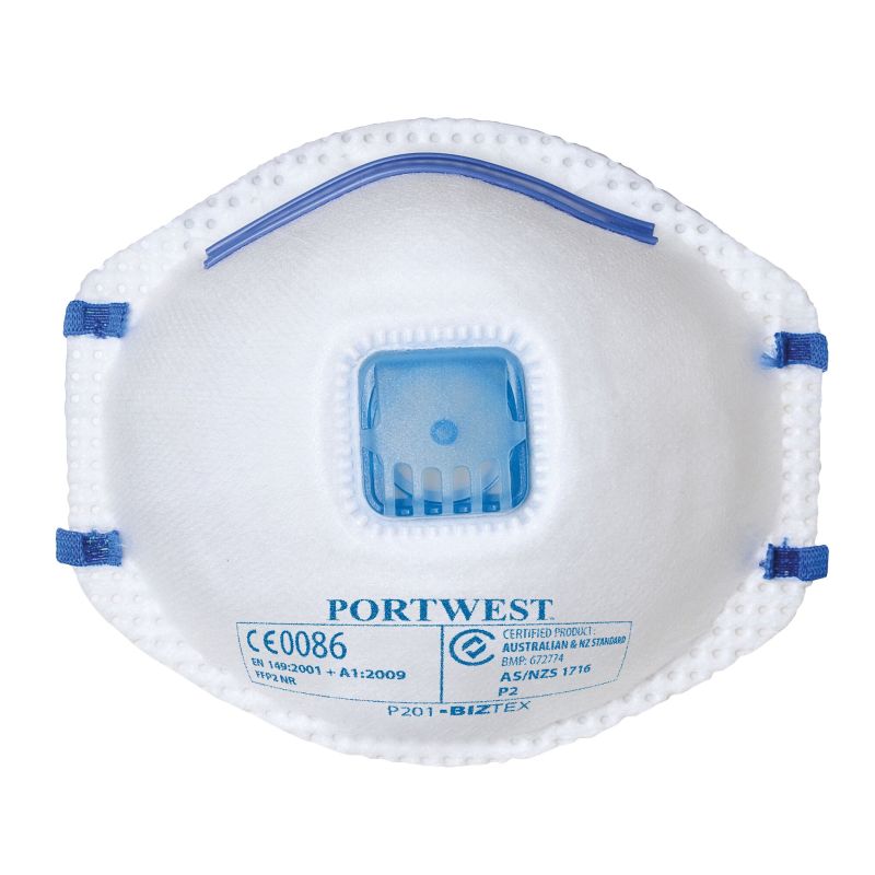 PORTWEST P201 FFP2 VALVED MOULDED DISPOSABLE MASKS (10 PACK)