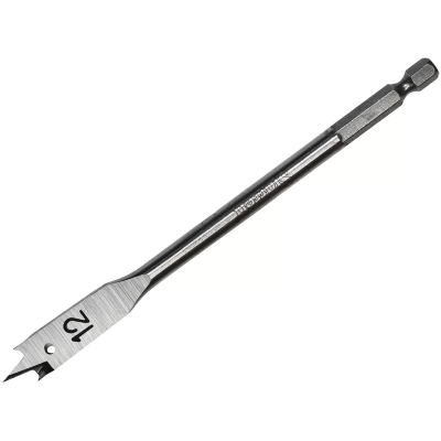 STARRETT 12X152MM FLAT WOOD BIT, HEX SHANK